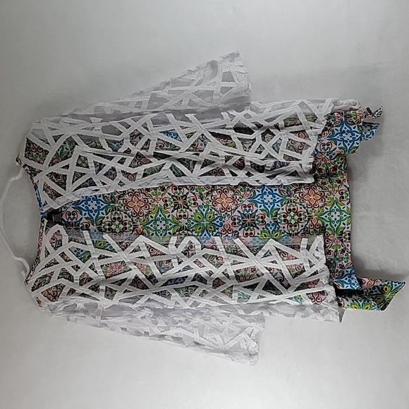 MULTIPLES Two-piece Sleeveless Tank w Sheer Outer Layer Tunic Size S - Picture 8 of 8